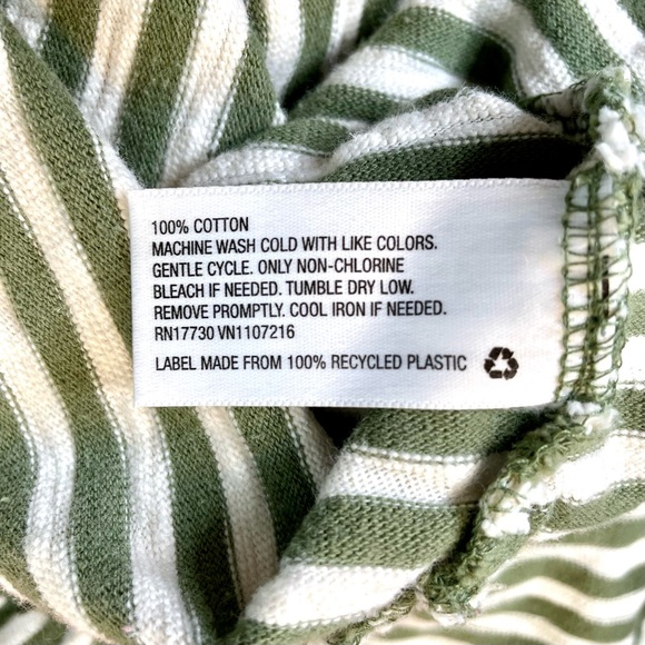 Merona Olive Striped Knit 3/4 Sleeve Top Women’s XS Exposed Zipper - Picture 10 of 12